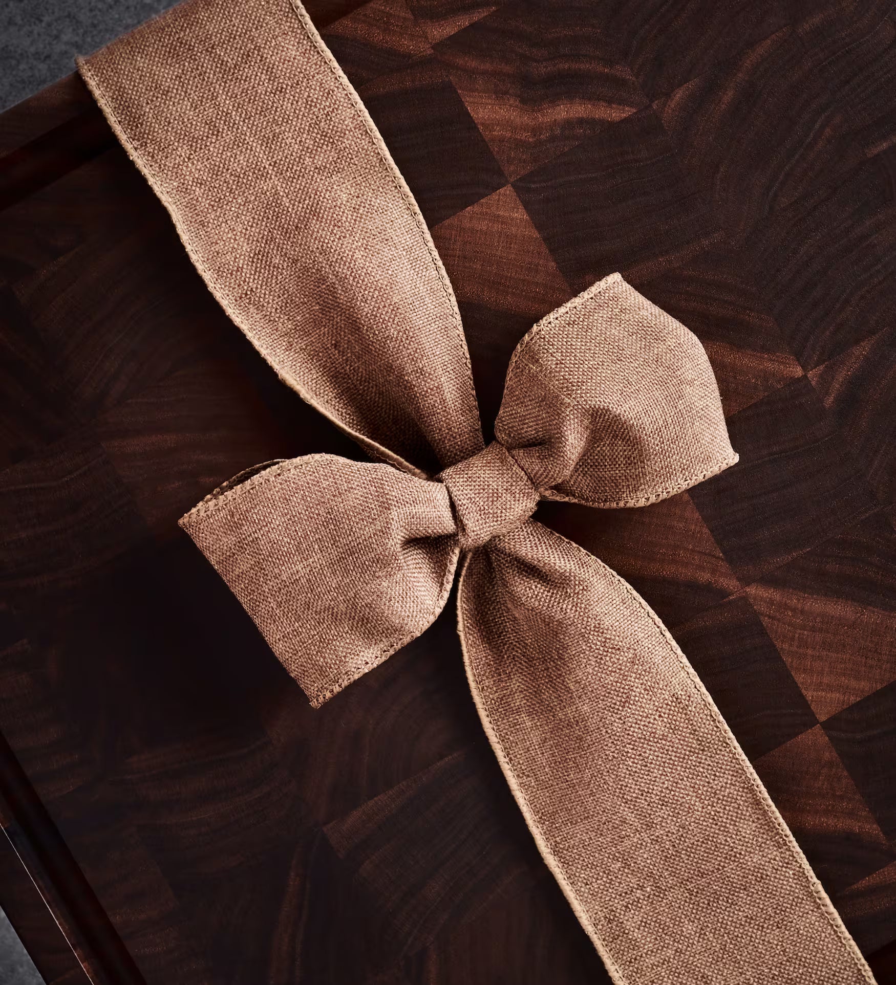 Shop Maison Liverani end-grain cutting board – heirloom-quality walnut in a jute gift wrap ribbon